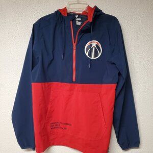 Men NBA Basketball Washington Wizards Hooded Pullover 1/2 Zip Windbreaker Size M